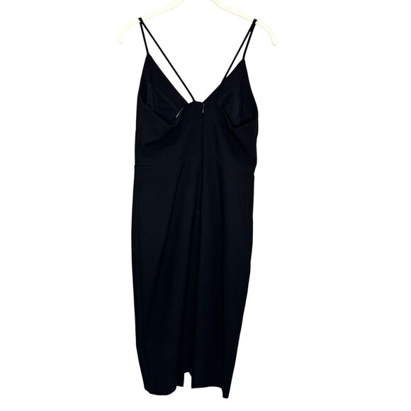 Likely Dress Size 8 Brooklyn Black Sleeveless V Neck Spaghetti Strap Midi Slit - Picture 3 of 11
